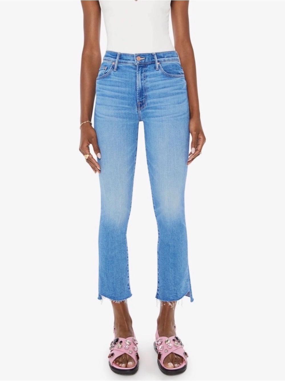 MOTHER Jeans Insider Step Crop Fray Sz. 26 - Light wash - Picture 2 of 7